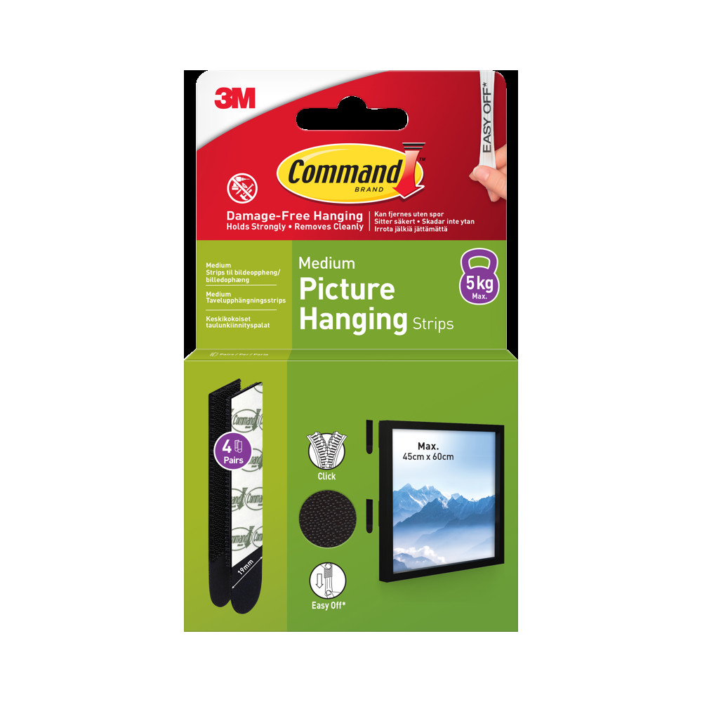 Produktbild för 3M Command Strips Black Medium 4 Sets