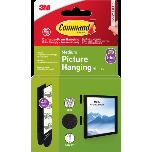 3M 3M Command Strips Black Medium 4 Sets