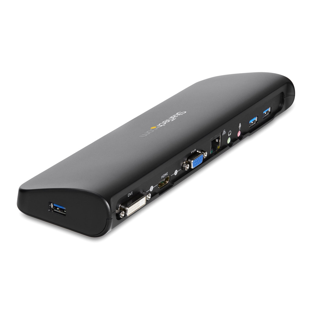 Produktbild för StarTech.com USB 3.0-dockningsstation för dubbla skärmar med HDMI &amp; DVI/VGA - dockningsstation - USB - VGA, HDMI - 10Mb LAN