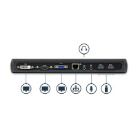 Produktbild för StarTech.com USB 3.0-dockningsstation för dubbla skärmar med HDMI &amp; DVI/VGA - dockningsstation - USB - VGA, HDMI - 10Mb LAN