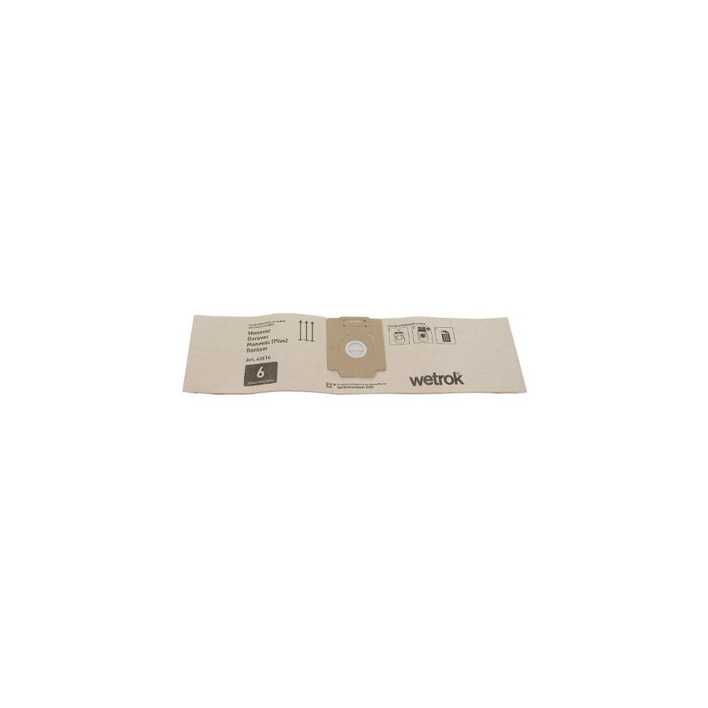 Produktbild för Dammsugarpåse WETROK Mono/Dur papper 6L