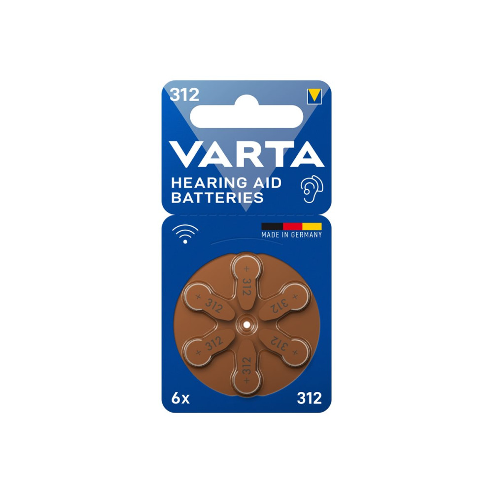 Produktbild för Varta batteri - hörapparat - 6 x PR41 / 312 - primär zinkluft
