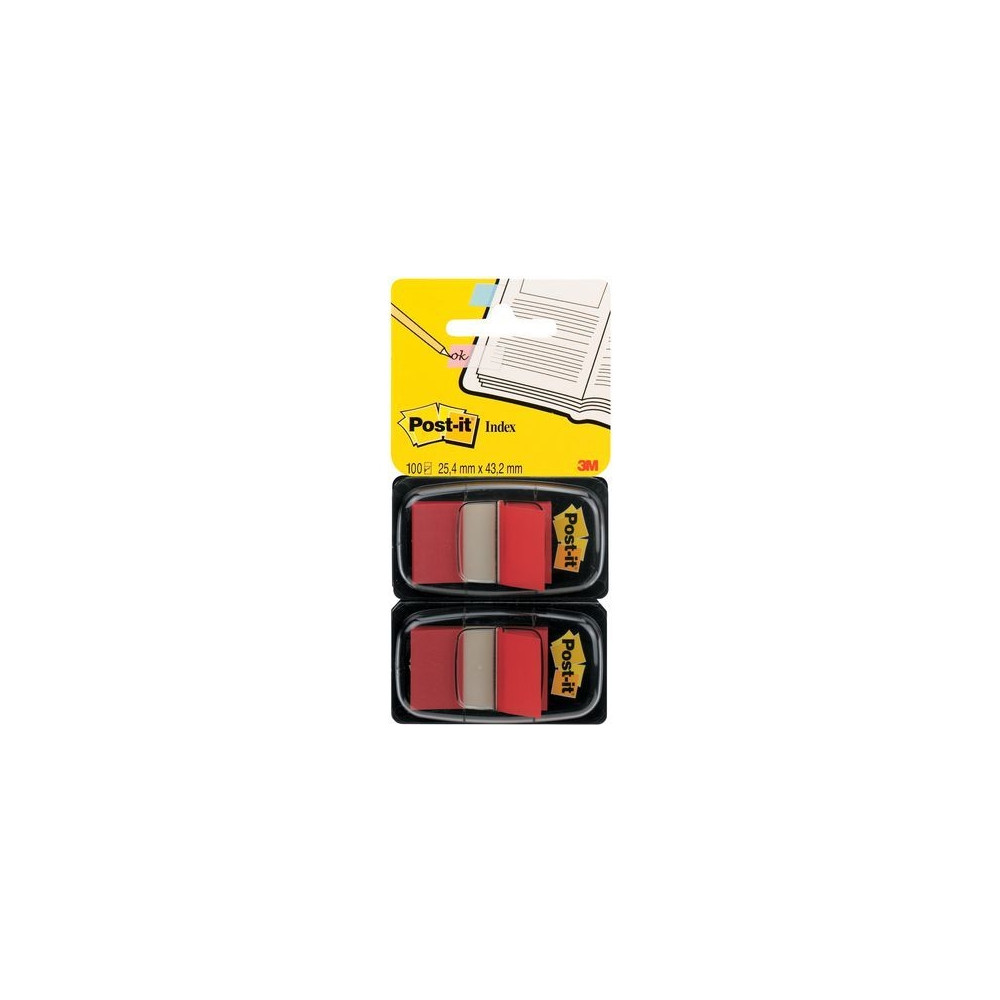 Produktbild för Post-it Index 680-R2EU - indexflaggor - 25.4 x 43.2 mm - 100 ark