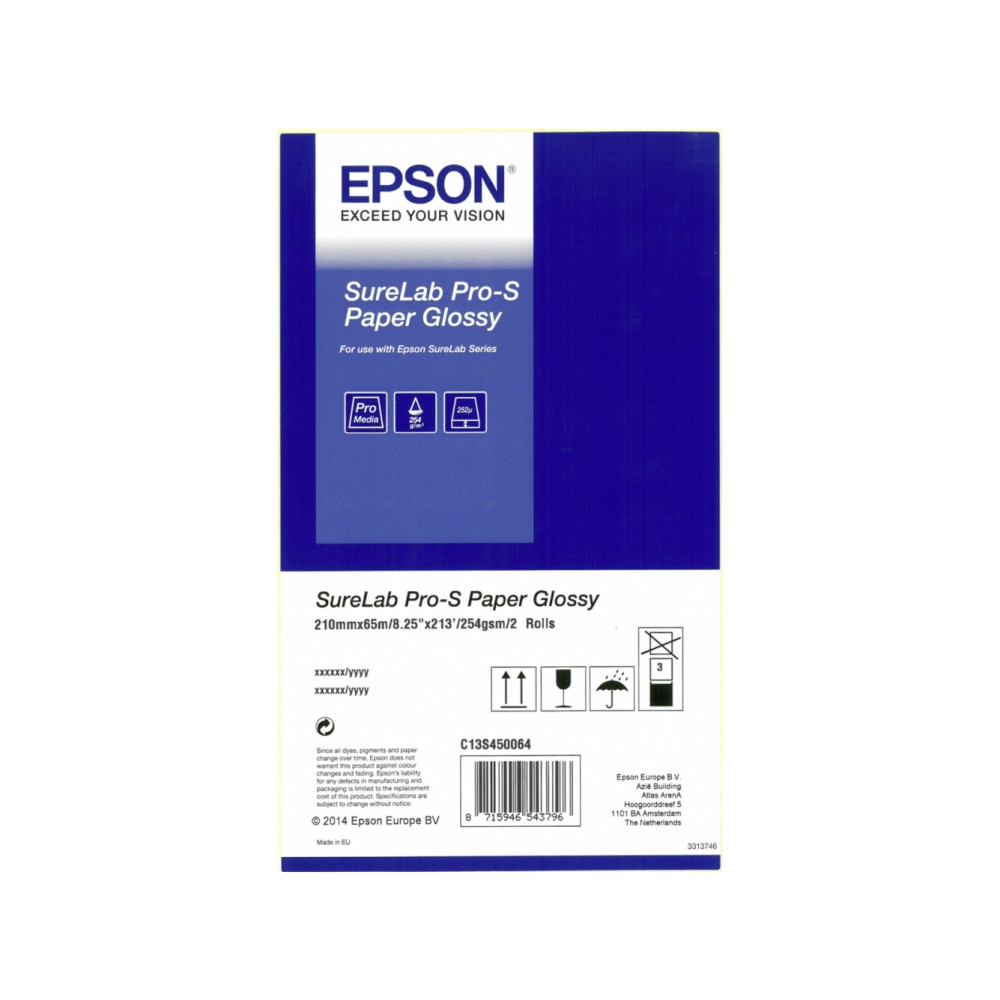 Produktbild för Epson Surelab Pro-S papper Glossy A4x65, 21 cm, 252 µm, 190...