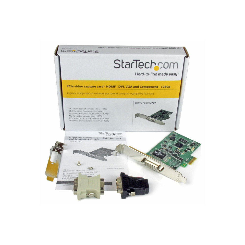 Produktbild för StarTech HD PCIe-inspelningskort - HDMI VGA DVI &amp; komponent - 1080p - videofångstadapter - PCI Express x1