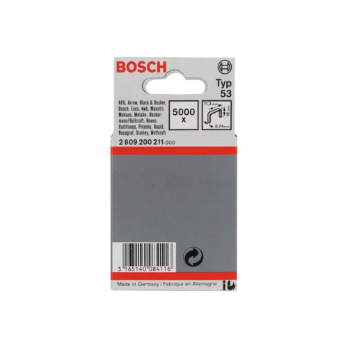 Bosch Powertools Bosch - klamrar - Typ 53 - 11.4 x 10 x 0.74 mm - paket med 5000
