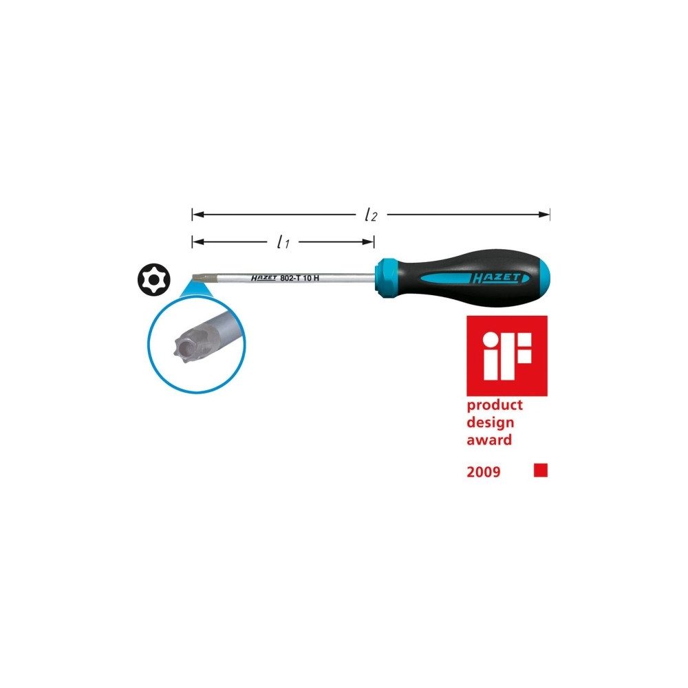 Produktbild för Hazet verktyg Torx-skruvmejsel storlek TR 8 klinglängd 60 mm...