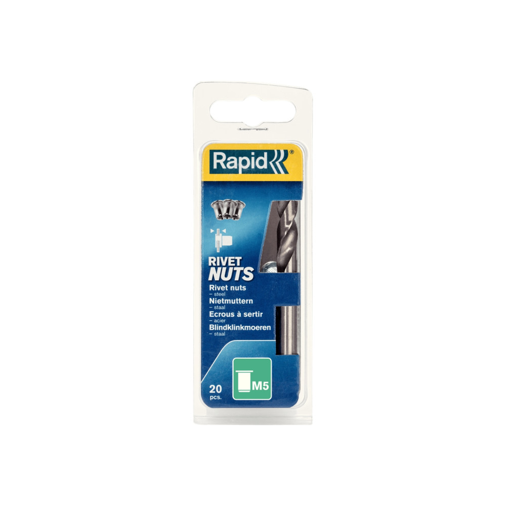 Produktbild för Rapid Blindnitmutter M5, Nitmutter, Stål, Vit, M5, RP110, 35...