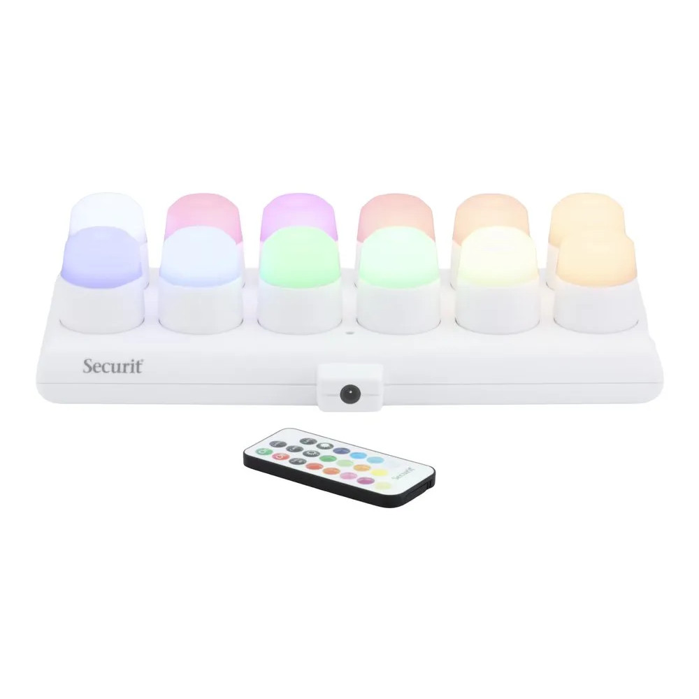 Produktbild för Securit® AMSTERDAM LED värmeljus, 12 st + laddare, 12 färger