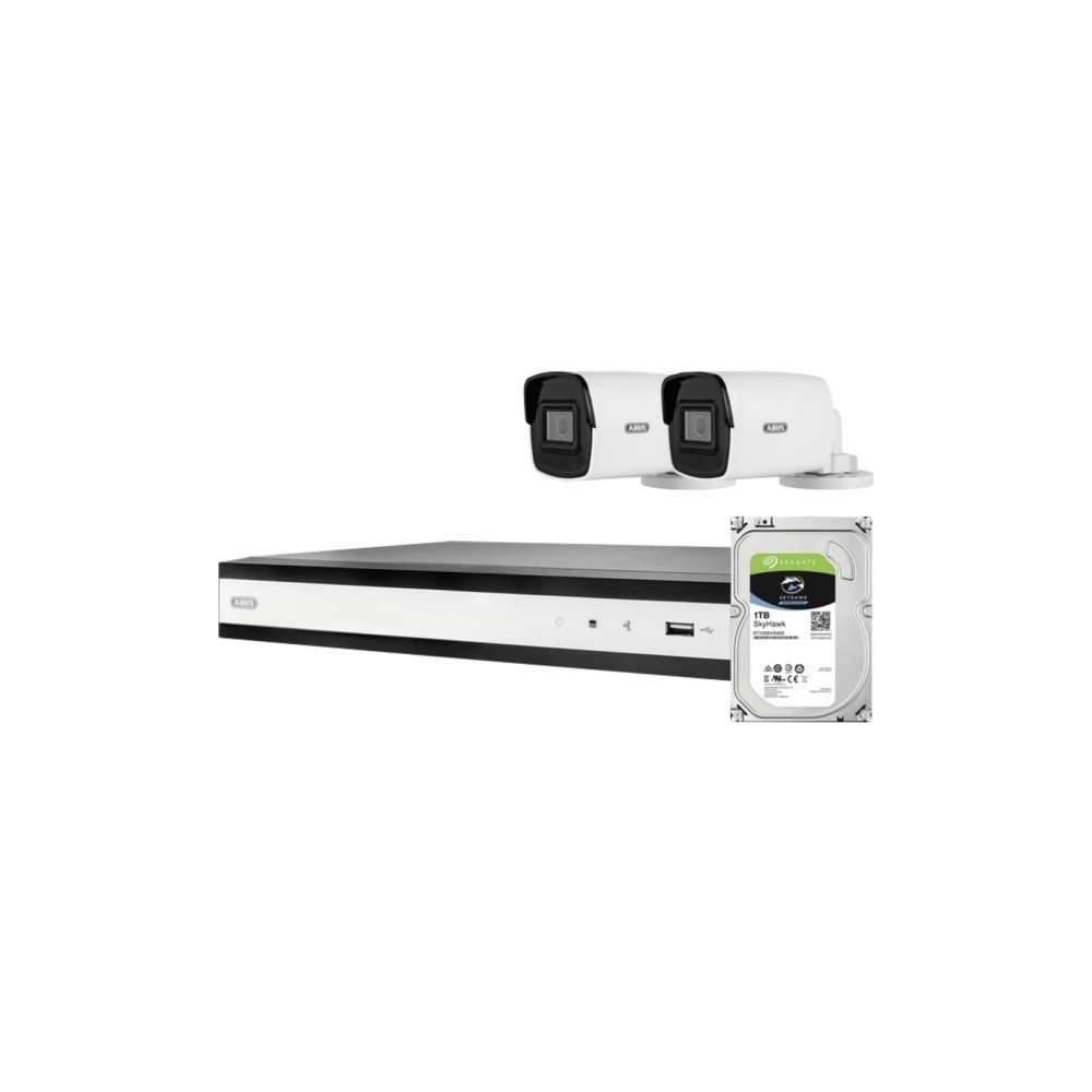 Produktbild för ABUS komplett set med 2 PoE Mini Tube-kameror + TVVR36423T i...
