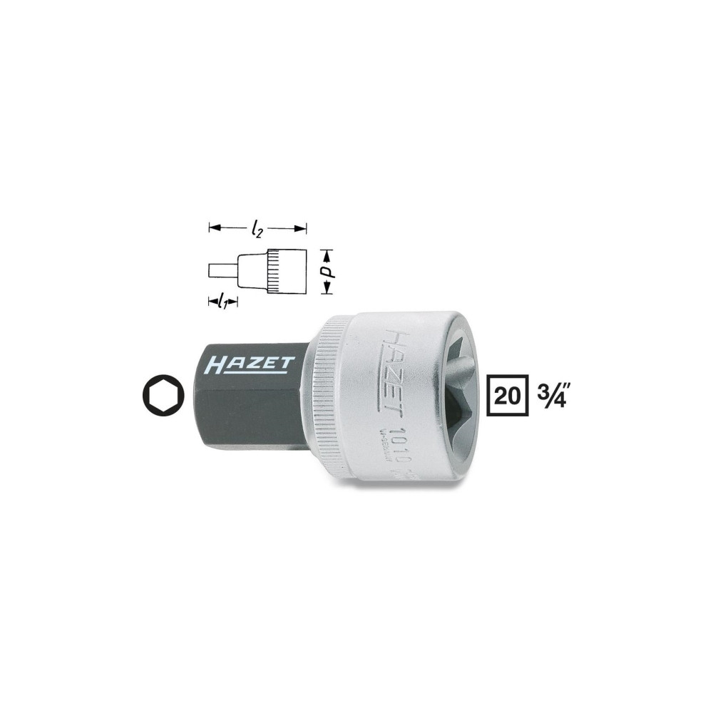 Produktbild för HAZET 1010-14, Uttag, 3/4", Metrisk, 1 huvuden, 14 mm, 3,6 c...
