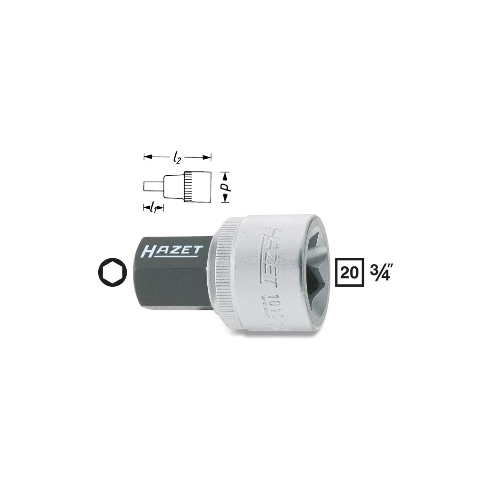 Produktbild för HAZET 1010-14, Uttag, 3/4", Metrisk, 1 huvuden, 14 mm, 3,6 c...