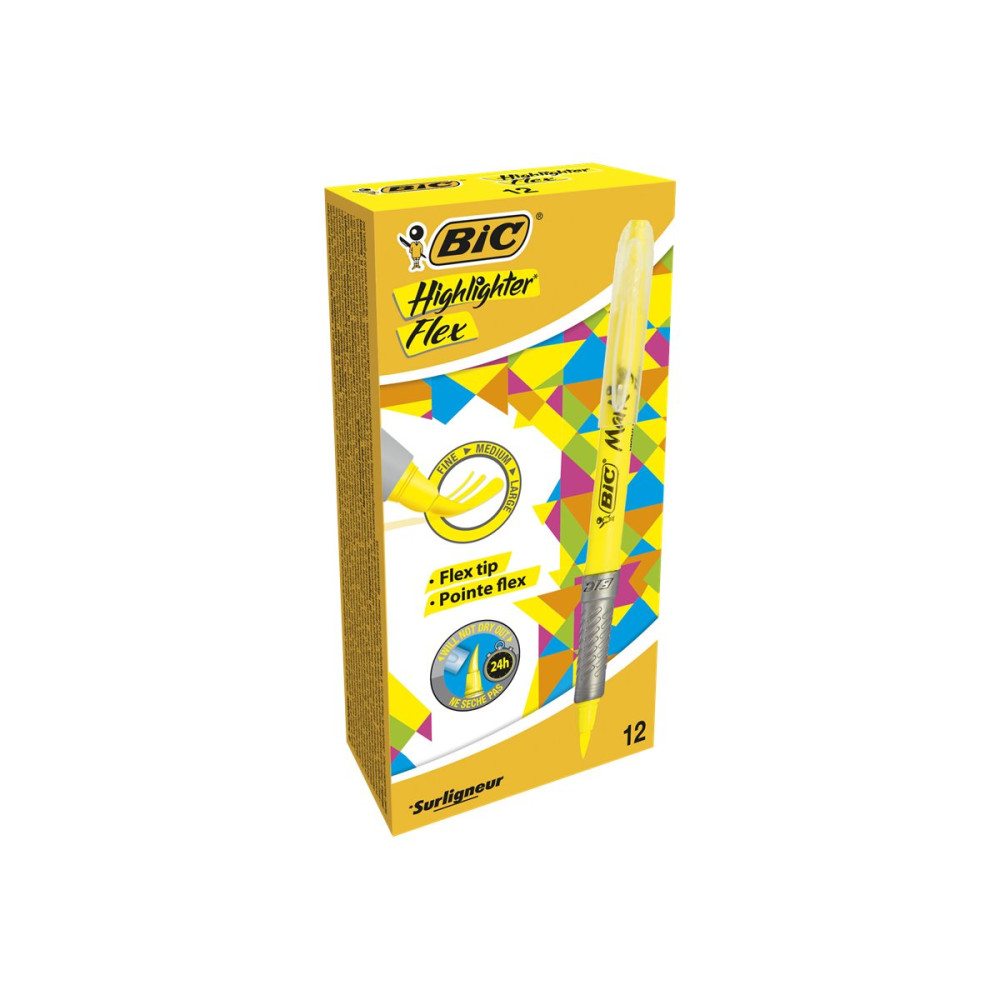 Produktbild för BIC Marking Highlighter Flex - överstrykningspenna - gul (paket om 12)