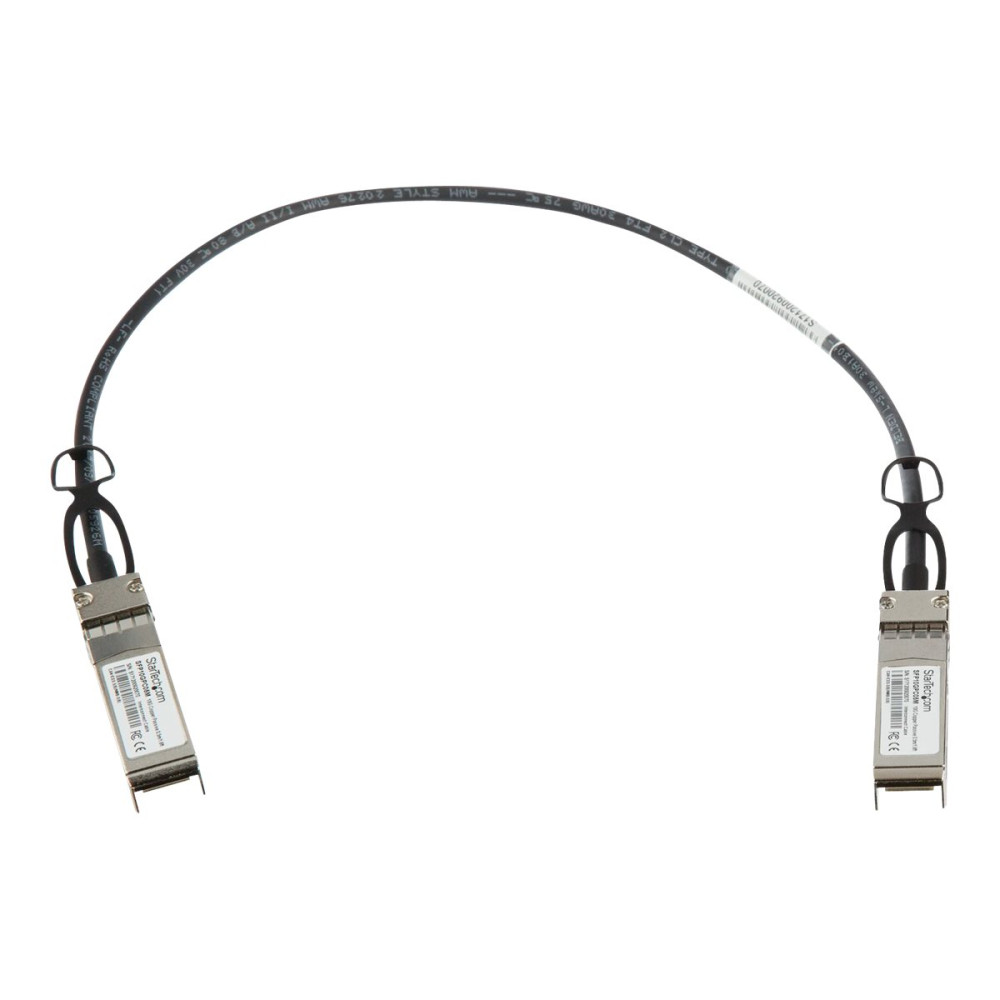 Produktbild för StarTech.com MSA Uncoded Compatible 0.5m 10G SFP+ to SFP+ Direct Attach Breakout Cable Twinax, 10 GbE SFP+ Copper DAC 10 Gbps Low Power Passive Transceiver Module DAC, 10GE Breakout Cable - Lifetime Warranty (SFP10GPC05M) - 10GBase direktkopplingskabel - 