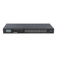 Produktbild för Intellinet 24-Port Gigabit Ethernet PoE+ Switch with 2 SFP Ports, LCD Display, IEEE 802.3at/af Power over Ethernet (PoE+/PoE) Compliant, 370 W, Endspan, 19" Rackmount - switch - 24 portar - ohanterad - rackmonterbar
