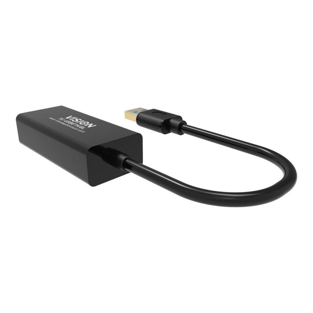 Produktbild för Vision TC-USBETH/BL - nätverksadapter - USB 2.0 - Gigabit Ethernet x 1