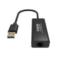 Produktbild för Vision TC-USBETH/BL - nätverksadapter - USB 2.0 - Gigabit Ethernet x 1