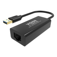 Produktbild för Vision TC-USBETH/BL - nätverksadapter - USB 2.0 - Gigabit Ethernet x 1