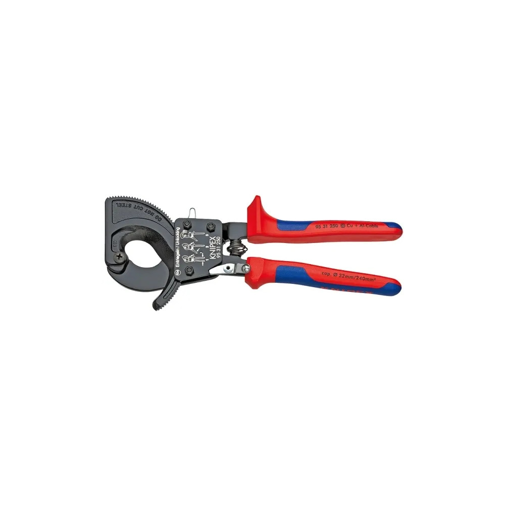 Produktbild för Knipex 95 31 250, Handdriven kabelavbitare, Blå, Röd, Stål,...