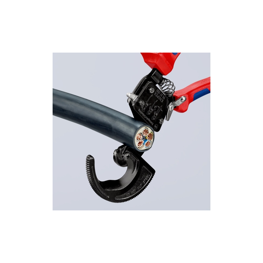 Produktbild för Knipex 95 31 250, Handdriven kabelavbitare, Blå, Röd, Stål,...