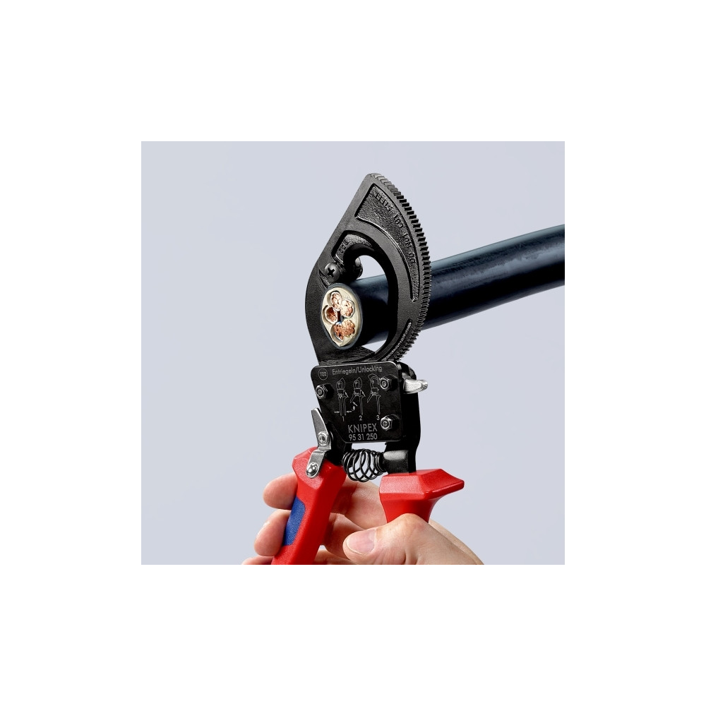 Produktbild för Knipex 95 31 250, Handdriven kabelavbitare, Blå, Röd, Stål,...