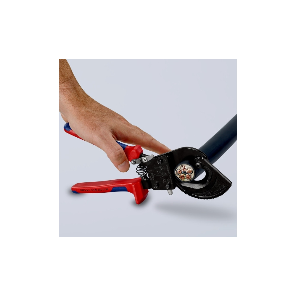 Produktbild för Knipex 95 31 250, Handdriven kabelavbitare, Blå, Röd, Stål,...
