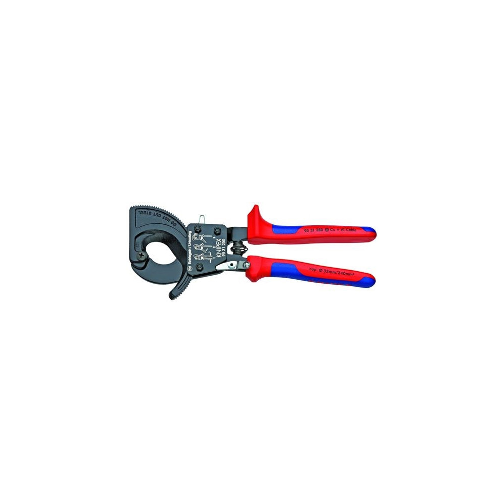Produktbild för Knipex 95 31 250, Handdriven kabelavbitare, Blå, Röd, Stål,...