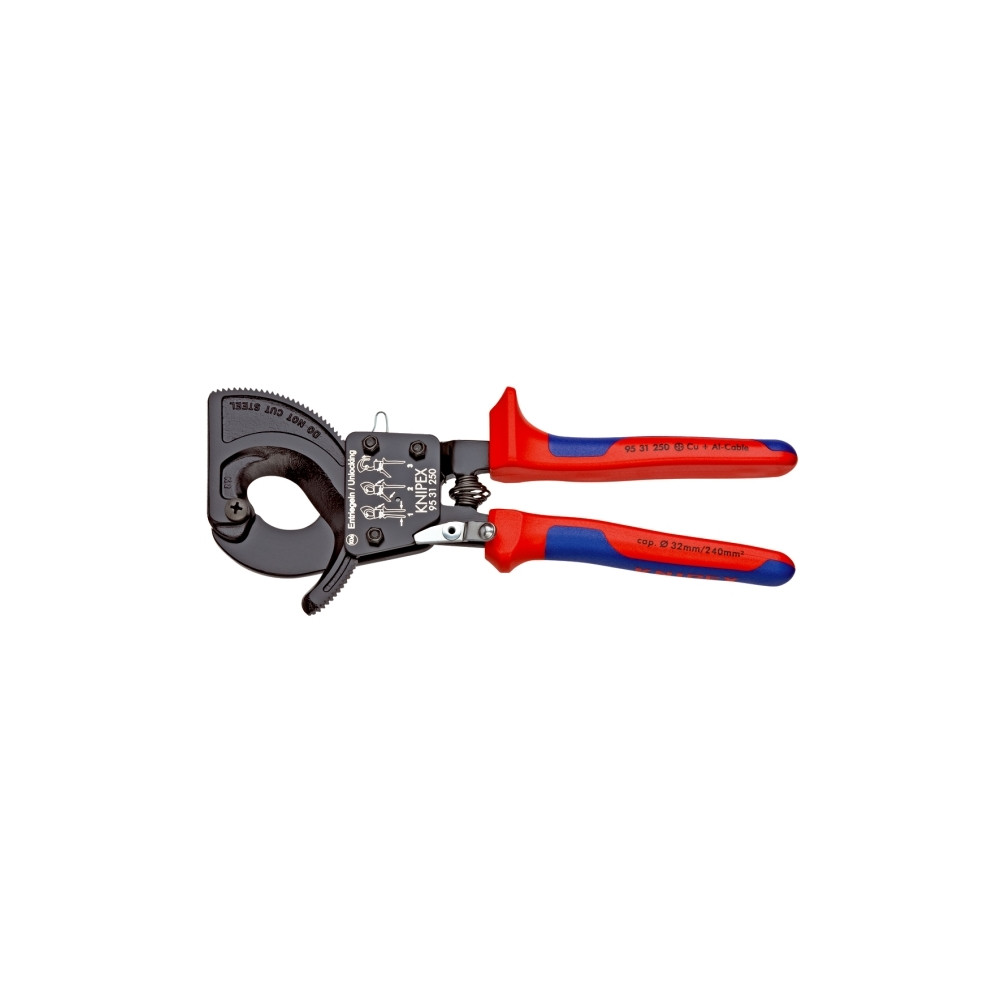 Produktbild för Knipex 95 31 250, Handdriven kabelavbitare, Blå, Röd, Stål,...