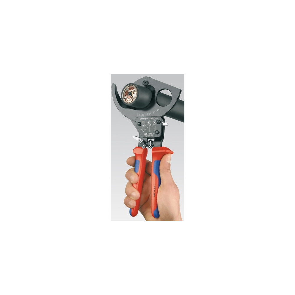 Produktbild för Knipex 95 31 250, Handdriven kabelavbitare, Blå, Röd, Stål,...