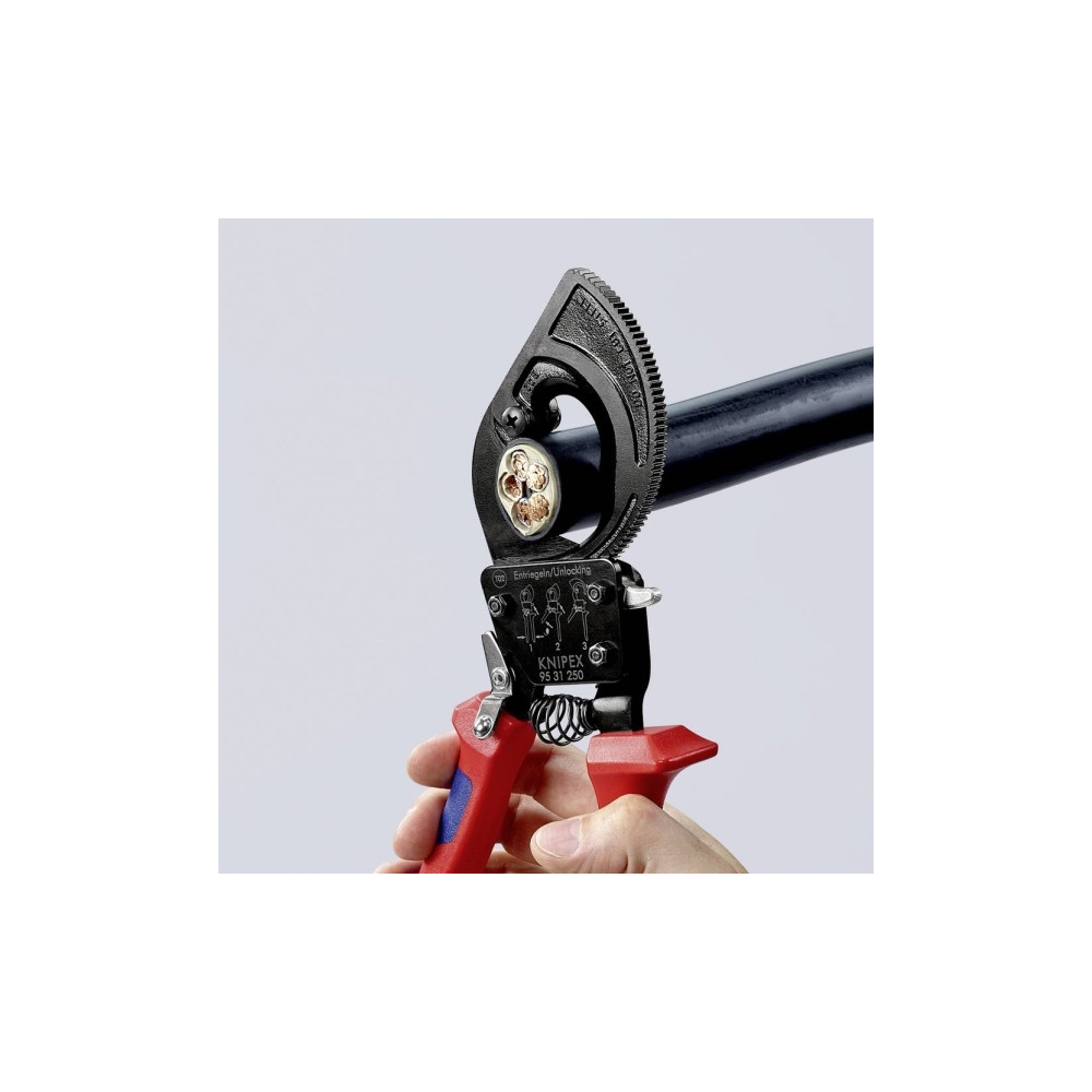 Produktbild för Knipex 95 31 250, Handdriven kabelavbitare, Blå, Röd, Stål,...