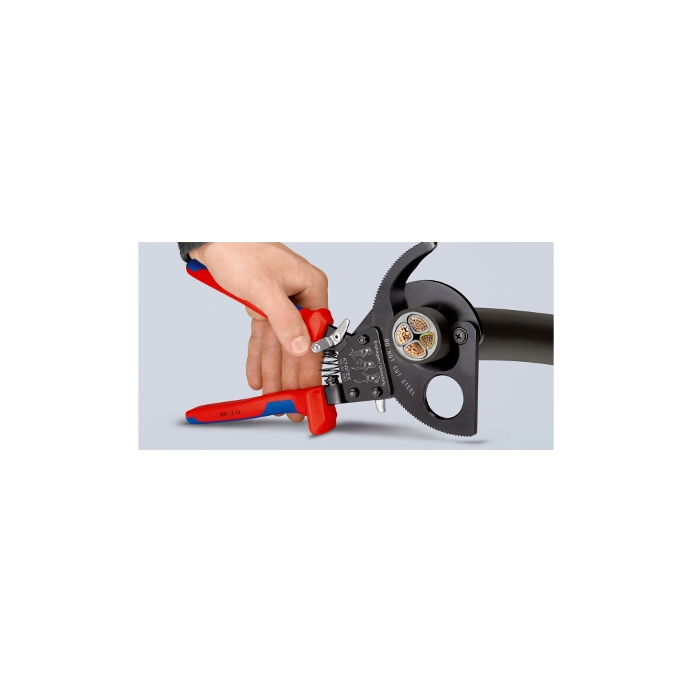 Produktbild för Knipex 95 31 250, Handdriven kabelavbitare, Blå, Röd, Stål,...