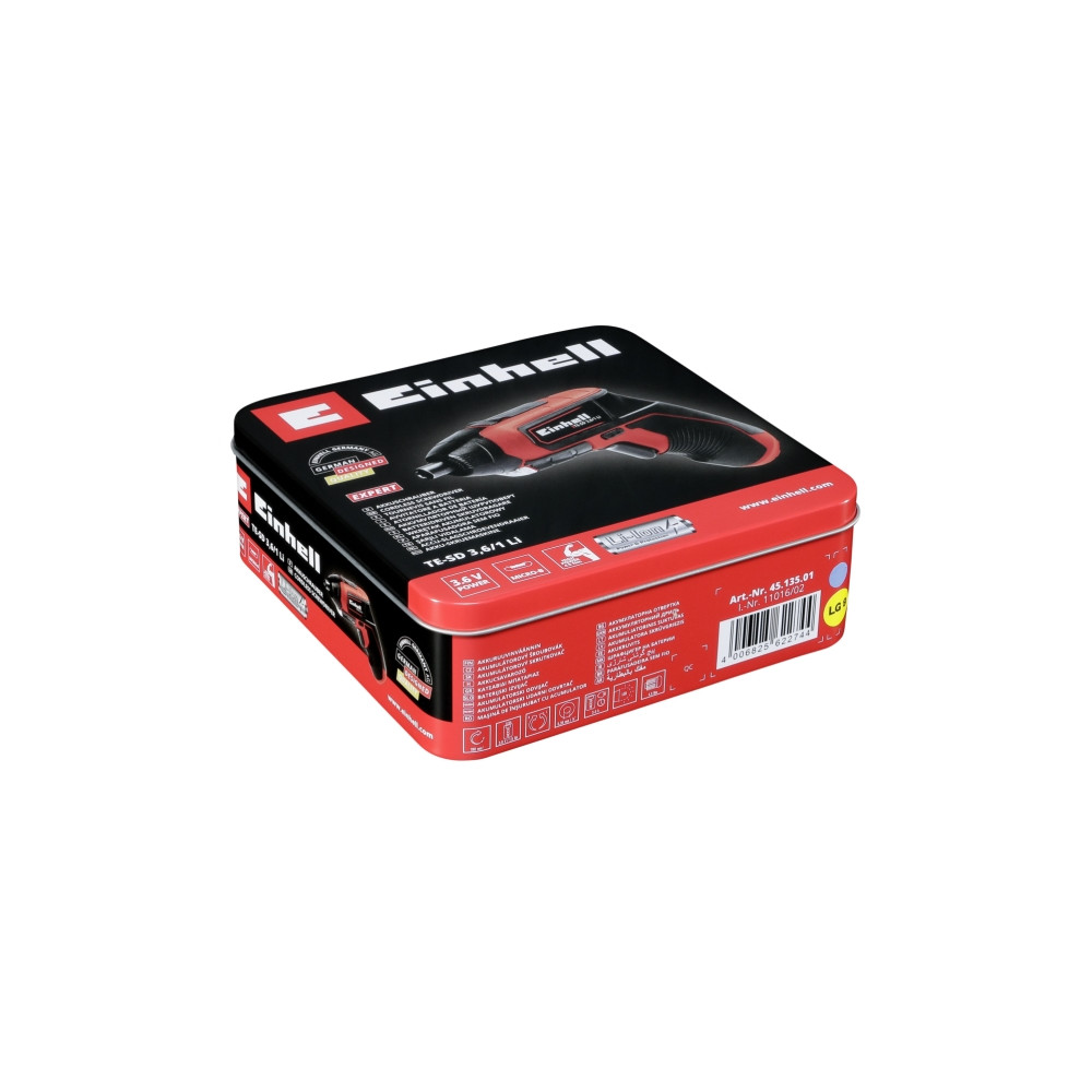 Produktbild för Einhell TE-SD 3,6/1 Li, Magnetisk bitshållare, Svart, Röd, 4...