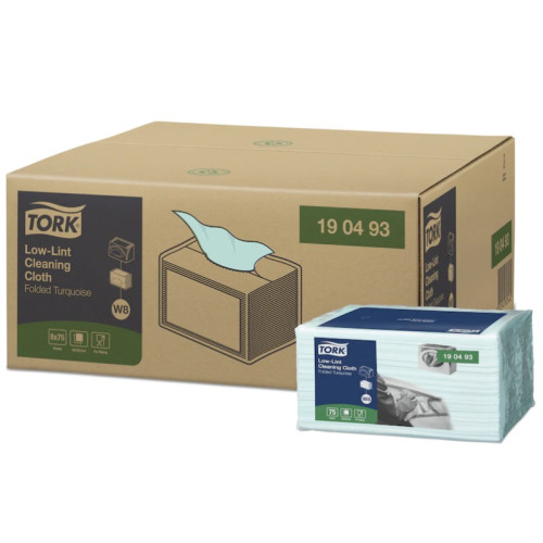 TORK Tork W8 - rengöringsdukar - 75 ark - turkos - paket med 8