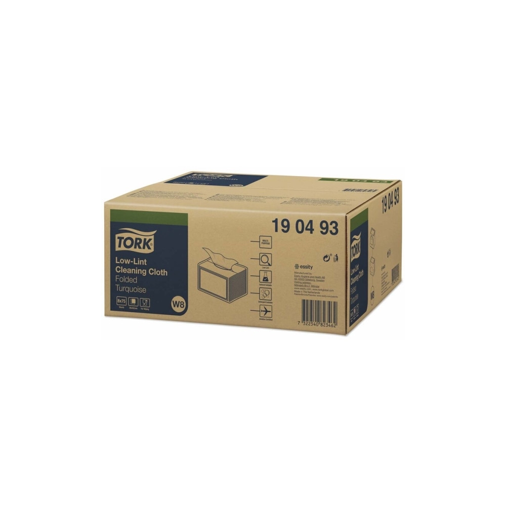 Produktbild för Tork W8 - rengöringsdukar - 75 ark - turkos - paket med 8
