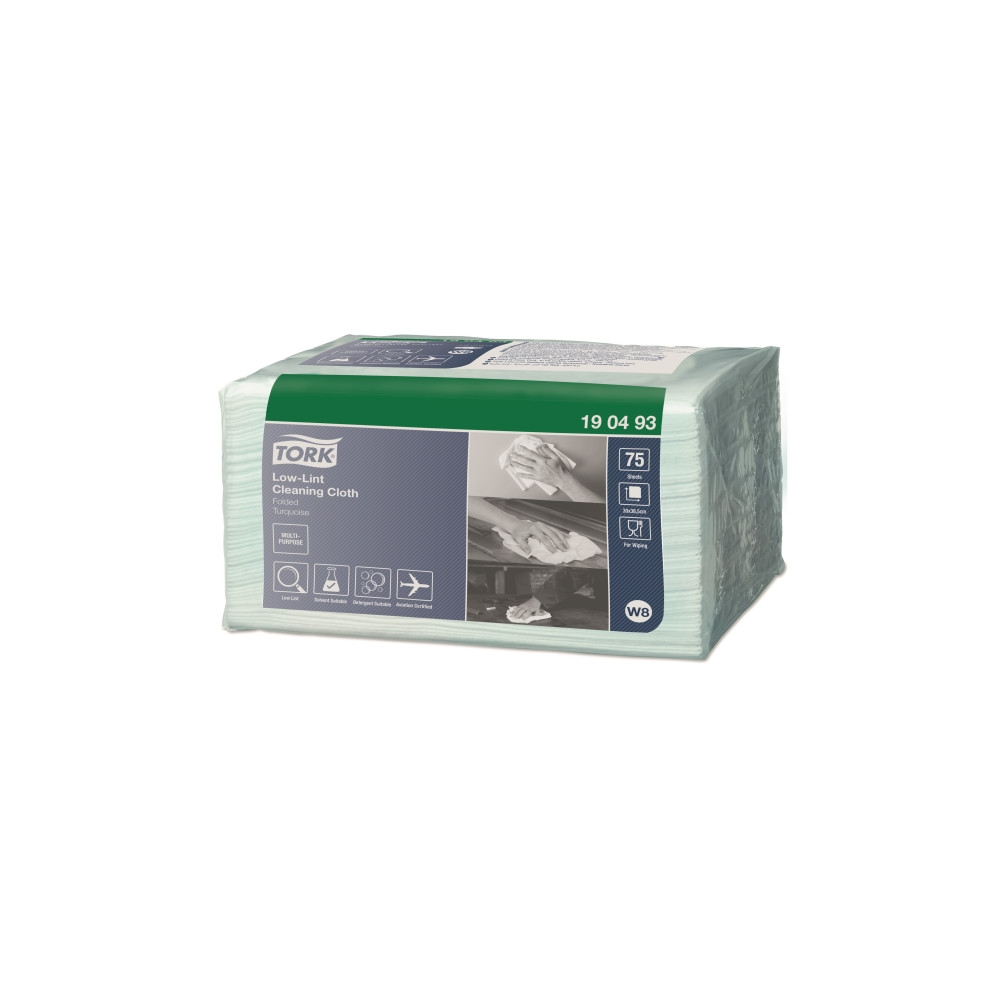 Produktbild för Tork W8 - rengöringsdukar - 75 ark - turkos - paket med 8