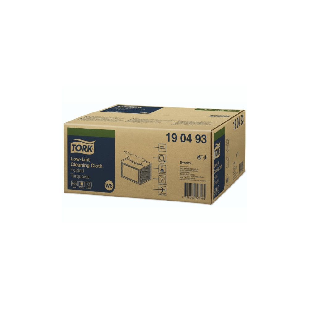 Produktbild för Tork W8 - rengöringsdukar - 75 ark - turkos - paket med 8