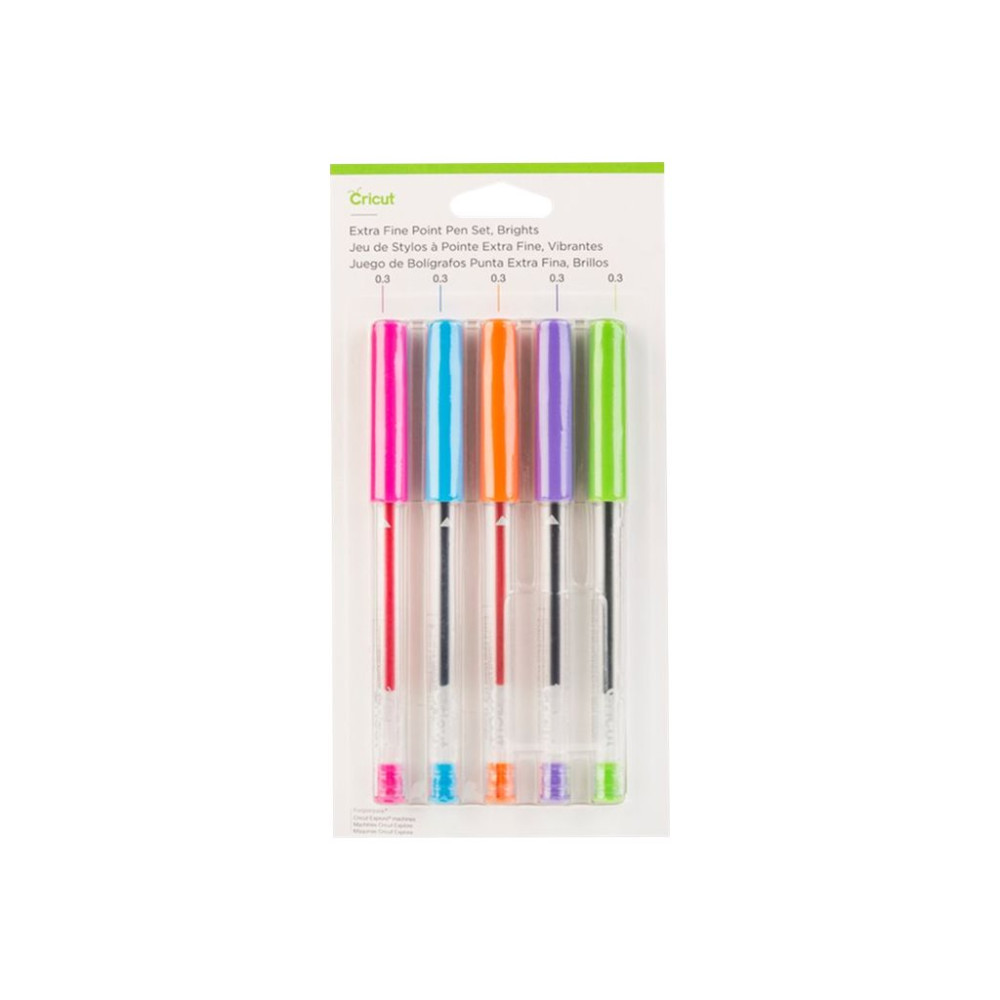Produktbild för Cricut Brights - kulspetspenna - blå, orange, violett, rosa, limegrön (paket om 5)