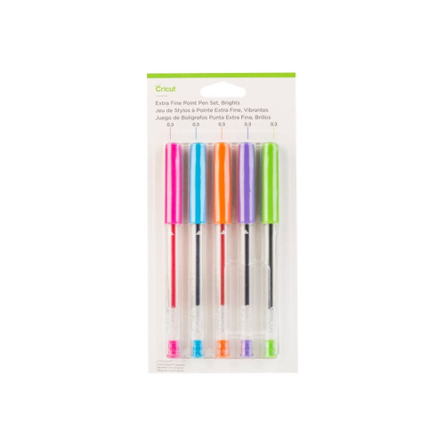 Cricut Cricut Brights - kulspetspenna - blå, orange, violett, rosa, limegrön (paket om 5)