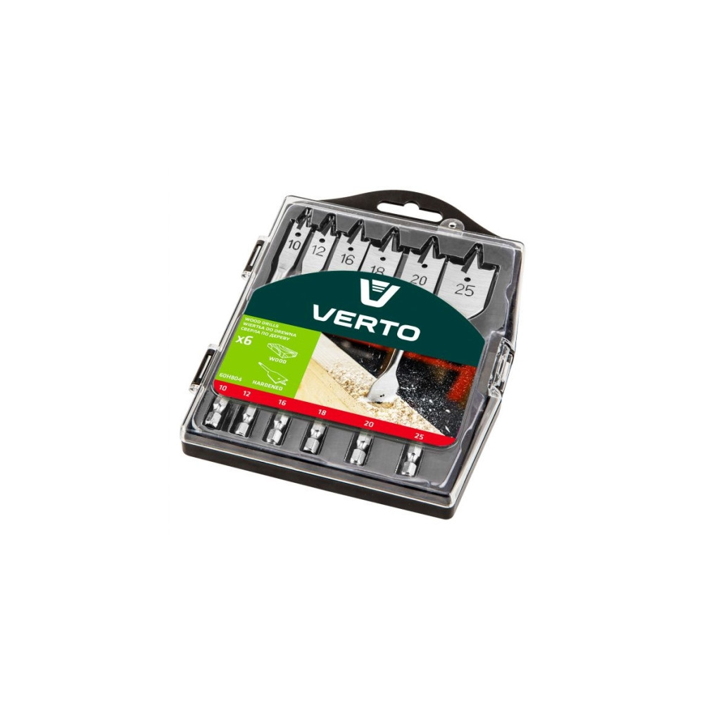 Produktbild för Verto 60H804, Borr, Flatmejsel, Trä, Hexskaft, 6 styck, 10,...