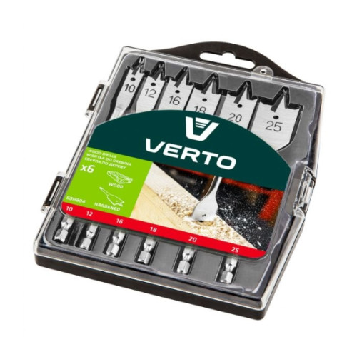 VERTO Verto 60H804, Borr, Flatmejsel, Trä, Hexskaft, 6 styck, 10,...