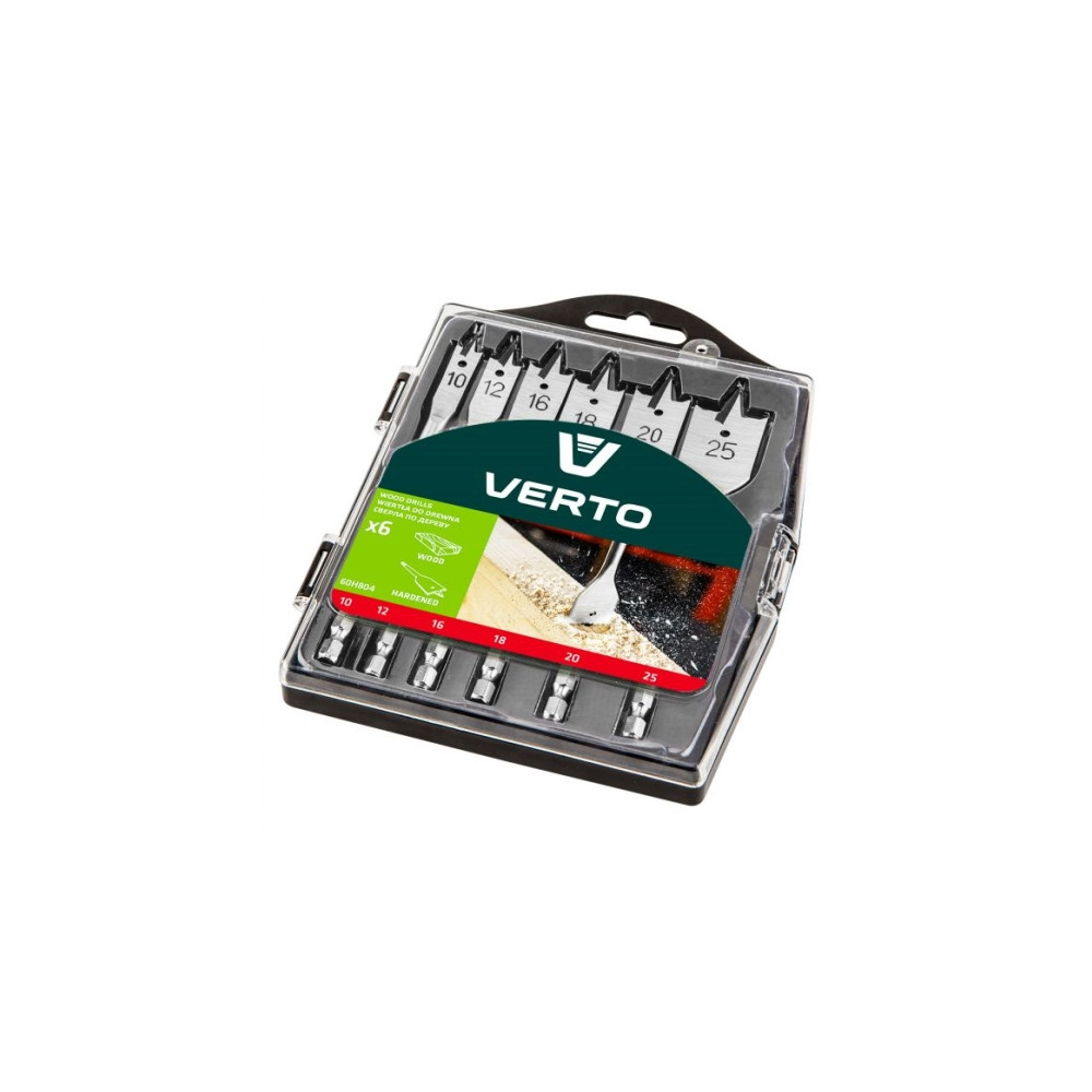 Produktbild för Verto 60H804, Borr, Flatmejsel, Trä, Hexskaft, 6 styck, 10,...