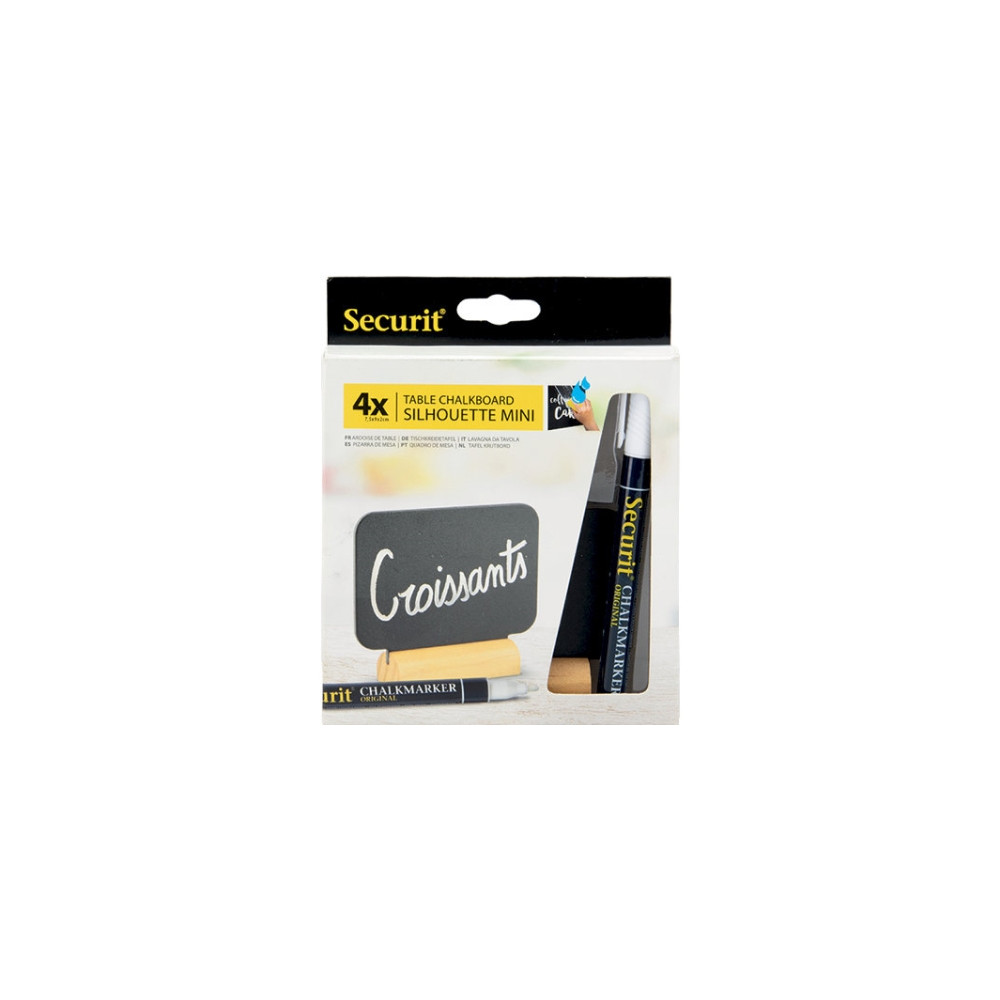 Produktbild för Securit® Mini bordsskyltar rektangulära svarta med träbas, s...