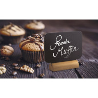 Produktbild för Securit® Mini bordsskyltar rektangulära svarta med träbas, s...