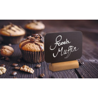 Produktbild för Securit® Mini bordsskyltar rektangulära svarta med träbas, s...