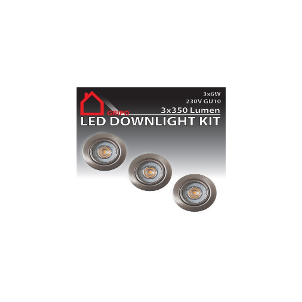 Produktbild för GRIPO LED infälld spot GU10 3 st 6W 400 lm 3000K 25000H