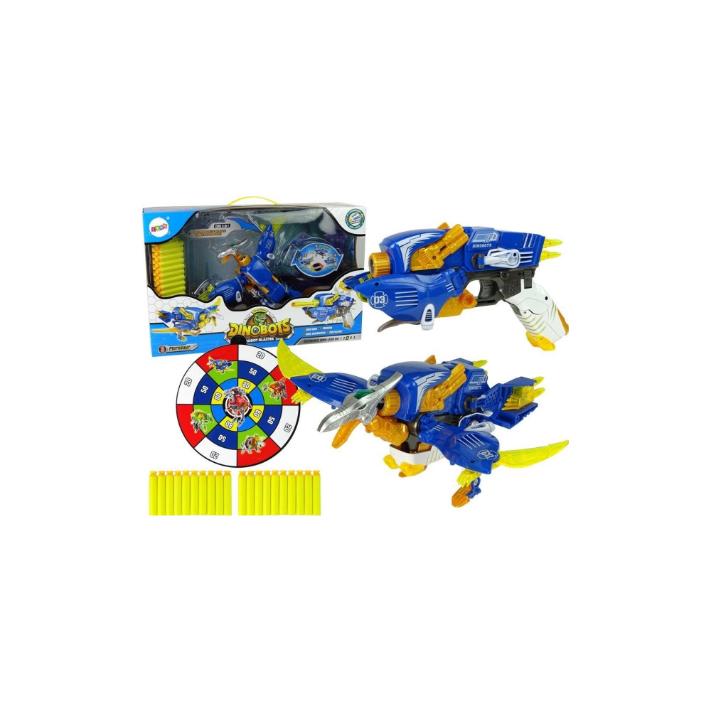 Produktbild för Import leantoys Dinobots 2in1 Dinosaurie Dartpistol Blå Pter...