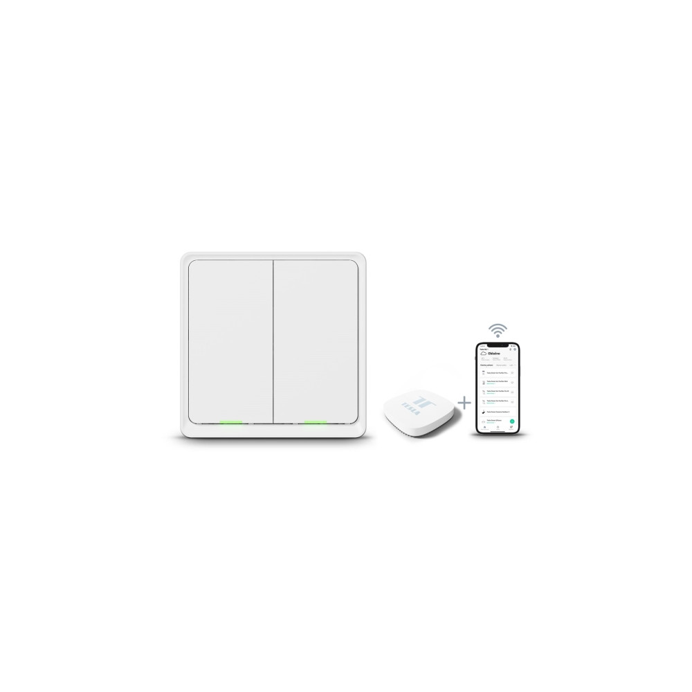 Produktbild för Tesla Smart Switch Dual Battery, Trådlös, ZigBee, Hvid, 2 ka...