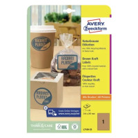 Produktbild för AVERY Zweckform naturbruna etiketter 210 x 297 mm kraftpappe...
