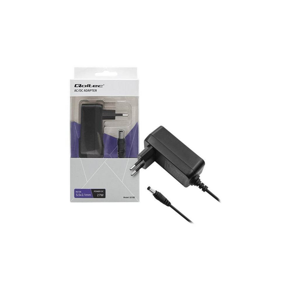 Produktbild för Qoltec strömadapter - DC-jack 5,5 x 2,1 mm - 27 watt