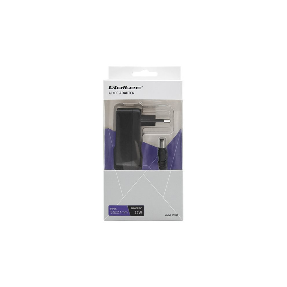 Produktbild för Qoltec strömadapter - DC-jack 5,5 x 2,1 mm - 27 watt